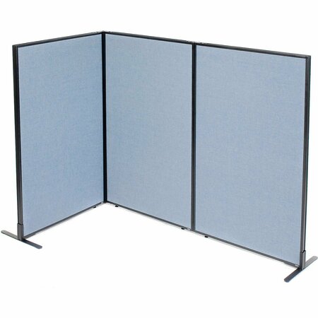 INTERION BY GLOBAL INDUSTRIAL Interion Freestanding 3-Panel Corner Room Divider, 36-1/4inW x 60inH Panels, Blue 695050BL